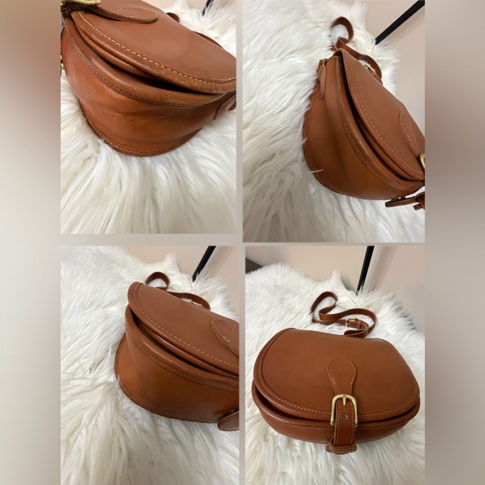 RARE Vintage Coach Saddle Bag Tan Leather Crossbody Bag - Picture 5 of 9